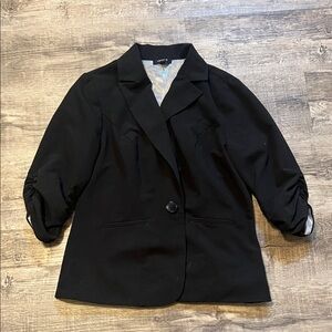 Torrid Elegant Black Blazer with Ruched Sleeves